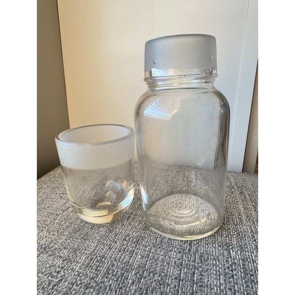 Mid-Century Modern Glass Apothecary Jar with Frosted Insert & Domed Lid